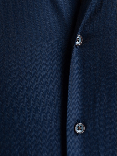 Camisa de hombre en tejido de espiga azul