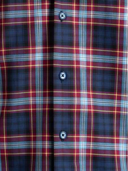 Camisa madrás de hombre cuello semifrancés con parches