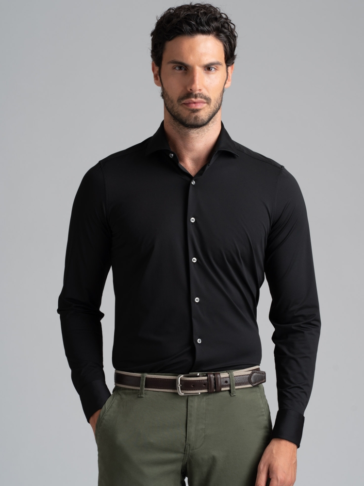 Camicia uomo TECNO nera collo semi francese