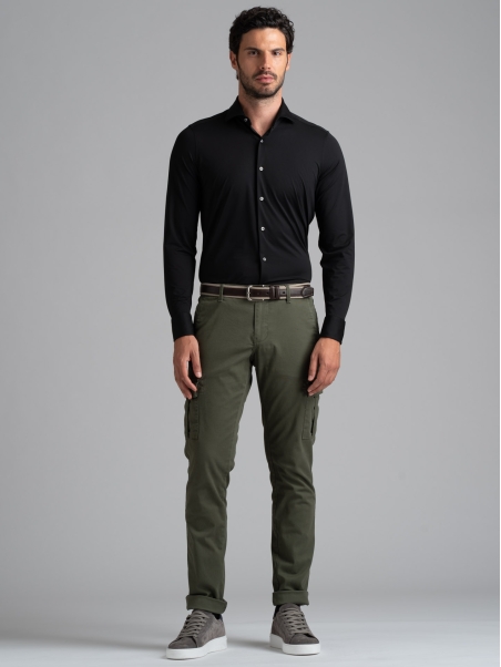 Camisa TECNO negra cuello semifrancés para hombre