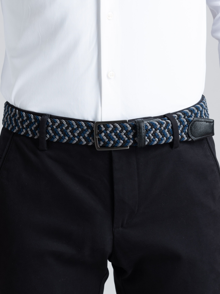 Cinturón elástico trenzado multicolor para hombre