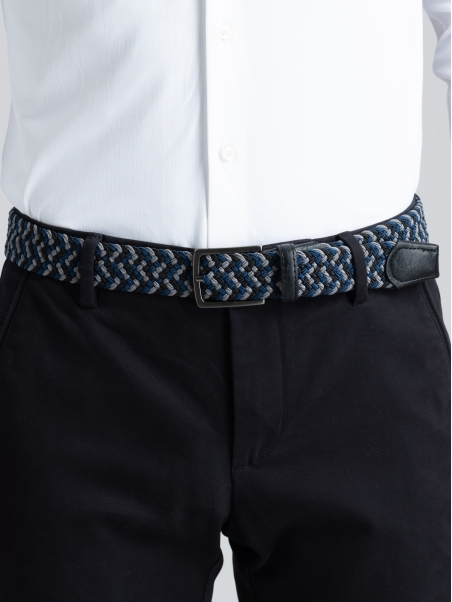 Cinturón elástico trenzado multicolor para hombre