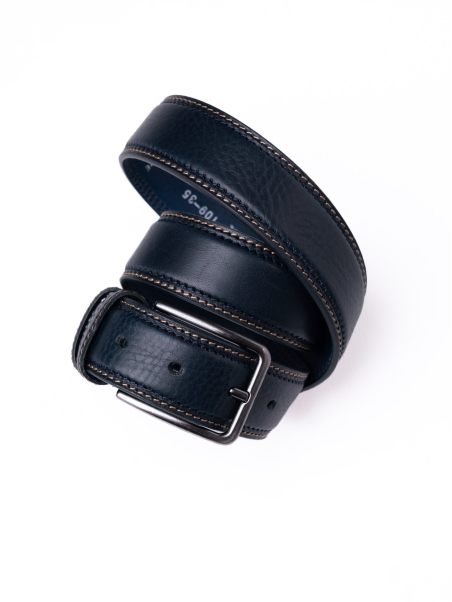 Cinturón de piel para hombre con pespunte bicolor