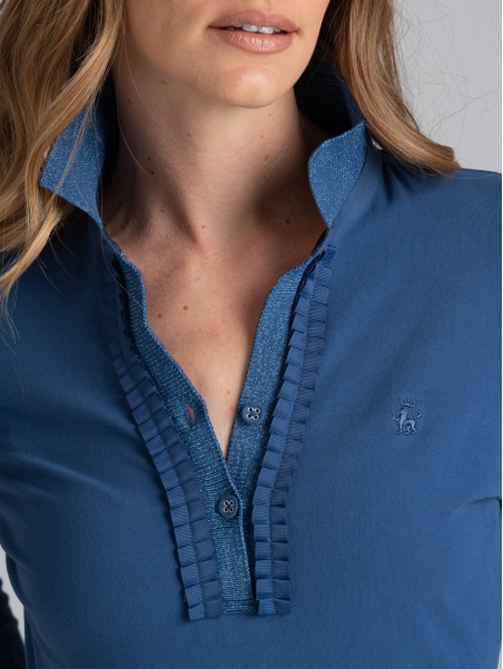 Polo de mujer de punto elástico con cuello alto