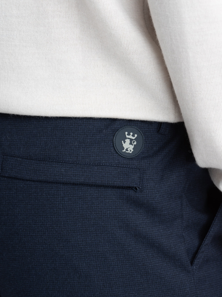 Pantalón de hombre de punto estampado azul con cordón de ajuste