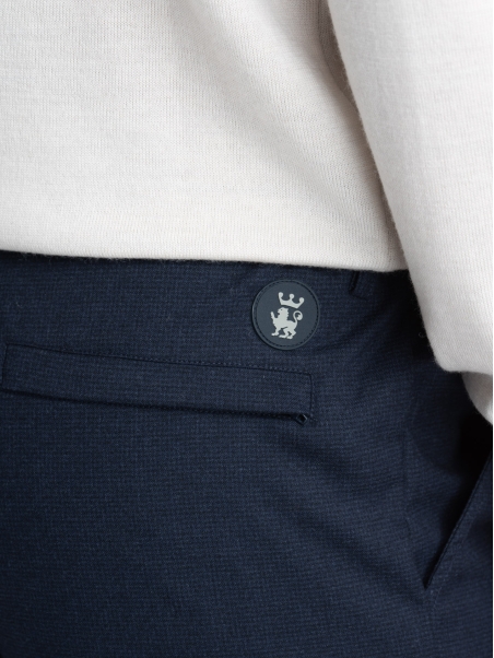 Pantalón de hombre de punto estampado azul con cordón de ajuste