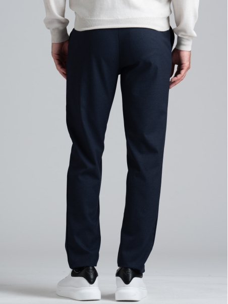 Pantalón de hombre de punto estampado azul con cordón de ajuste