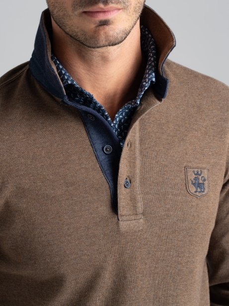 Polo de manga larga de jersey bicolor para hombre 2
