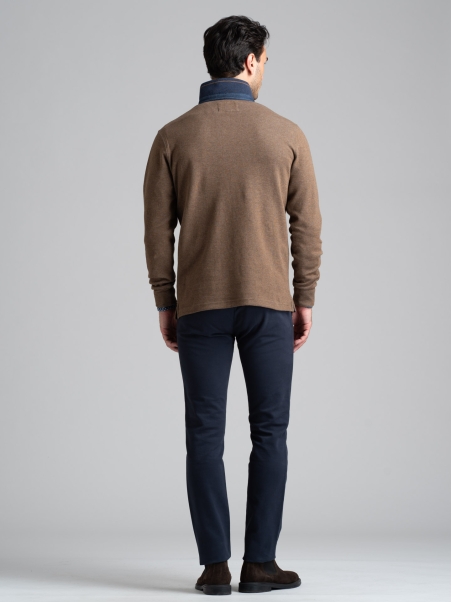 Polo de manga larga de jersey bicolor para hombre