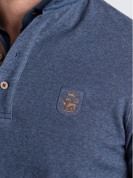 Polo de manga larga de jersey bicolor para hombre