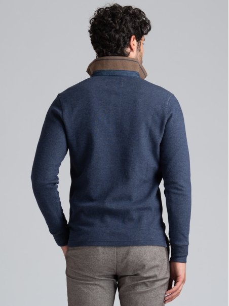 Polo de manga larga de jersey bicolor para hombre