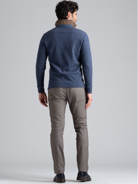 Polo de manga larga de jersey bicolor para hombre