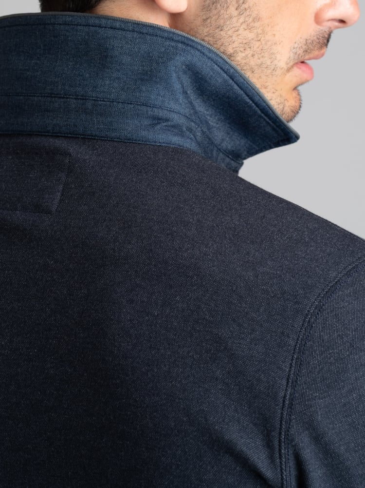 Polo de manga larga para hombre con bolsillo en el pecho y cuello doble