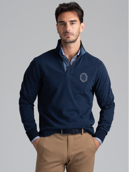 Polo de hombre en jersey con cuello ribeteado