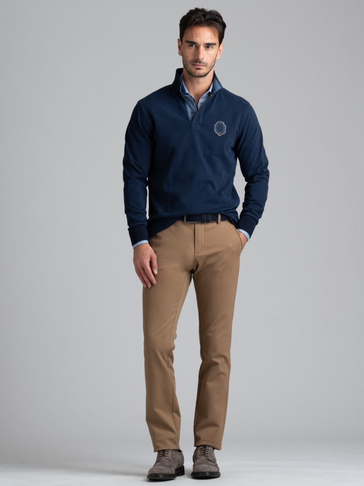 Polo de hombre en jersey con cuello ribeteado