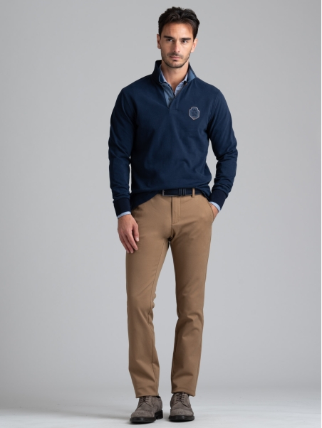 Polo de hombre en jersey con cuello ribeteado