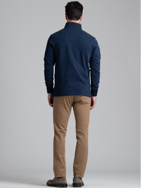 Polo de hombre en jersey con cuello ribeteado