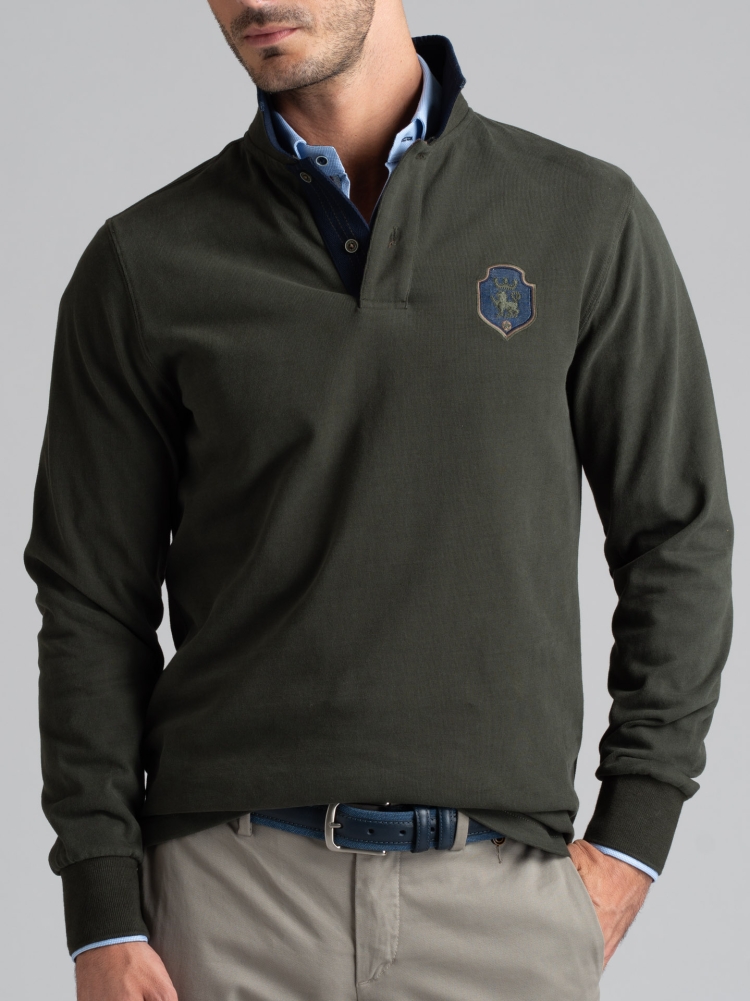 Polo de hombre en jersey con cuello ribeteado