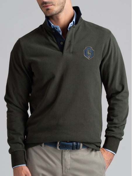 Polo de hombre en jersey con cuello ribeteado