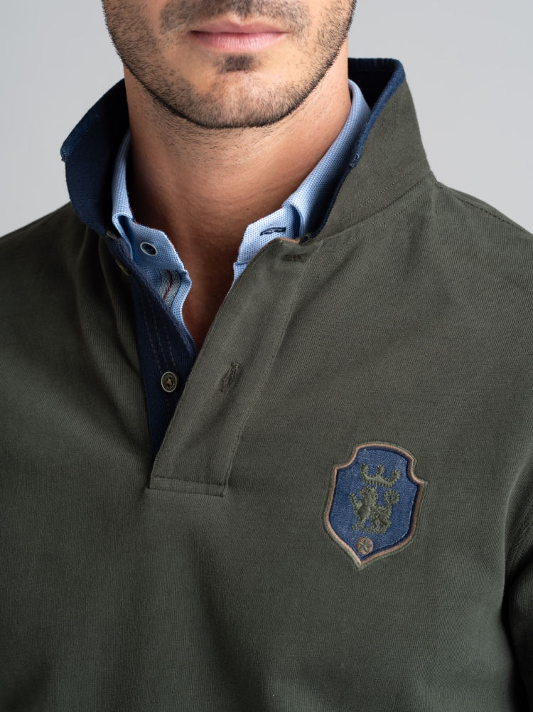 Polo de hombre en jersey con cuello ribeteado