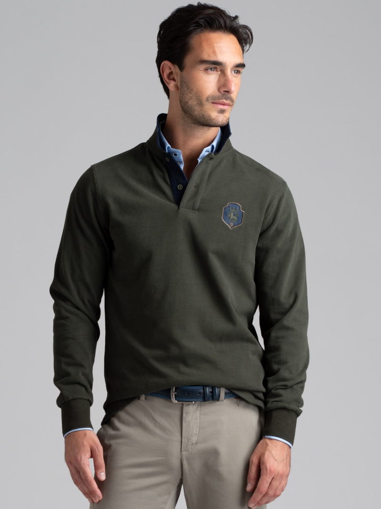 Polo de hombre en jersey con cuello ribeteado
