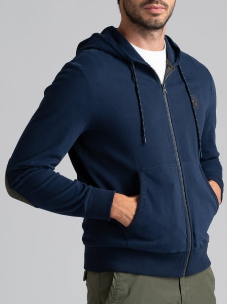 Sudadera con capucha y cremallera completa para hombre en jersone con contrastes 2