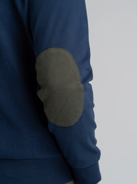 Sudadera con capucha y cremallera completa para hombre en jersone con contrastes