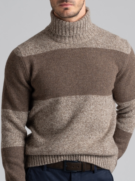 Jersey de hombre de cuello alto mouliné con inserciones en tono melange 2