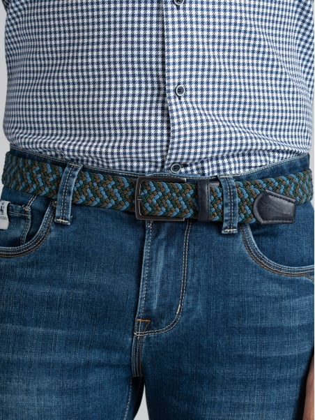 Vaqueros de cinco bolsillos para hombre en denim elástico azul
