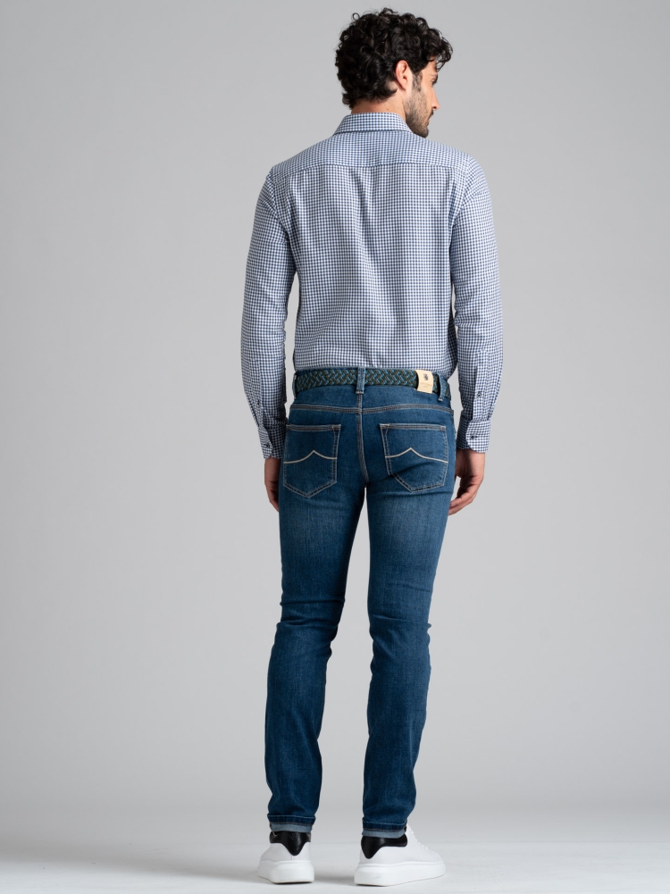 Vaqueros de cinco bolsillos para hombre en denim elástico azul