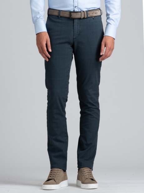Pantalón chino de gabardina teñida Príncipe de Gales para hombre
