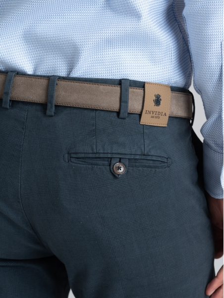 Pantalón chino de gabardina teñida Príncipe de Gales para hombre