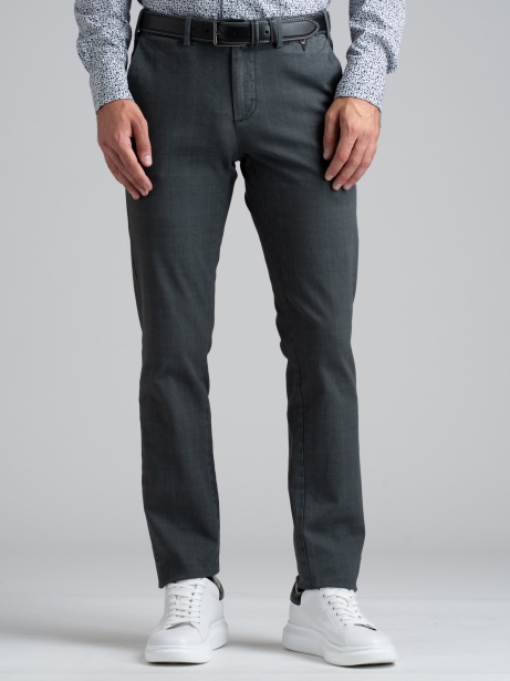 Pantalón chino de gabardina teñida Príncipe de Gales para hombre