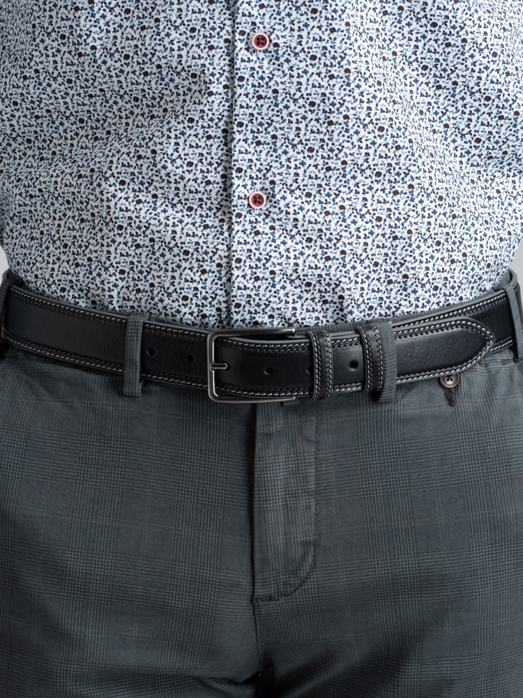 Pantalón chino de gabardina teñida Príncipe de Gales para hombre