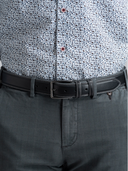 Pantalón chino de gabardina teñida Príncipe de Gales para hombre