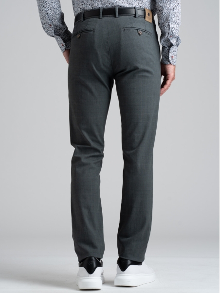 Pantalón chino de gabardina teñida Príncipe de Gales para hombre