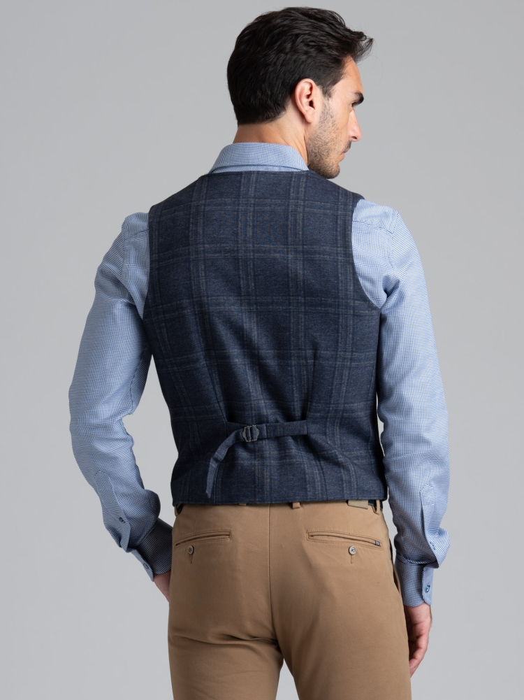 Chaleco de hombre en punto con estampado Gales azul