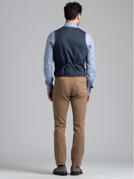 Chaleco de hombre en punto con estampado Gales azul