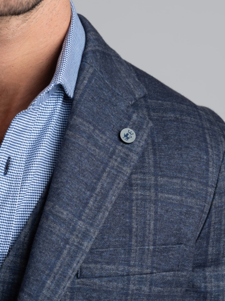 Chaqueta Galle azul para hombre, de punto elástico con efecto tricotado 2