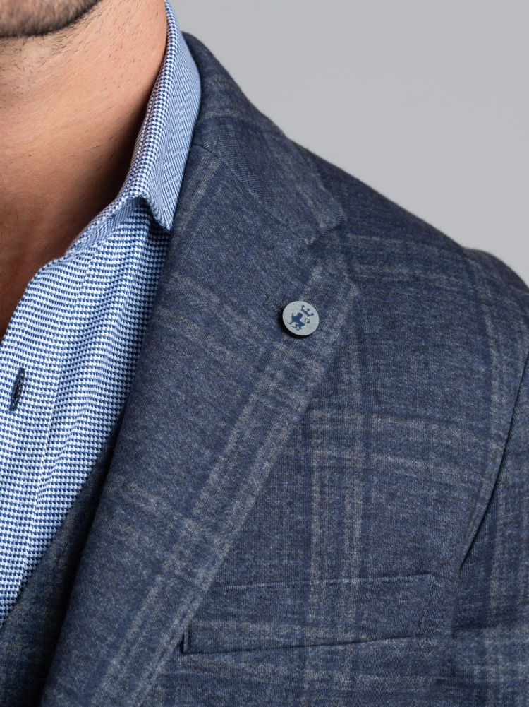 Chaqueta Galle azul para hombre, de punto elástico con efecto tricotado