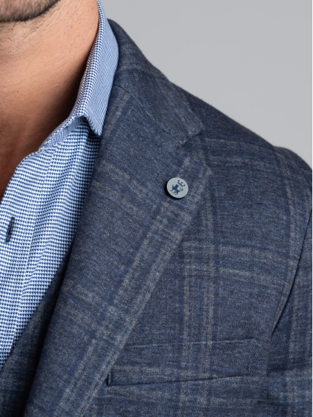 Chaqueta Galle azul para hombre, de punto elástico con efecto tricotado