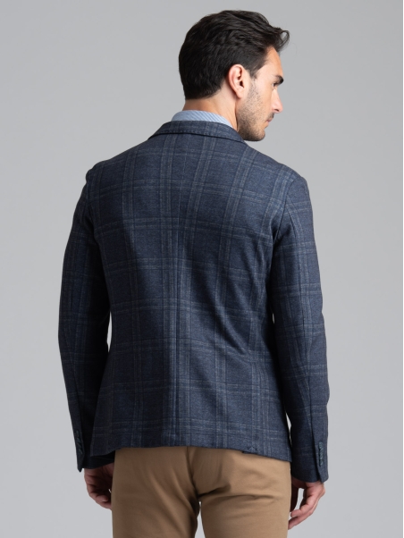 Chaqueta Galle azul para hombre, de punto elástico con efecto tricotado