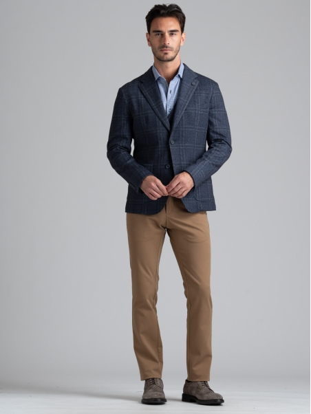 Chaqueta Galle azul para hombre, de punto elástico con efecto tricotado