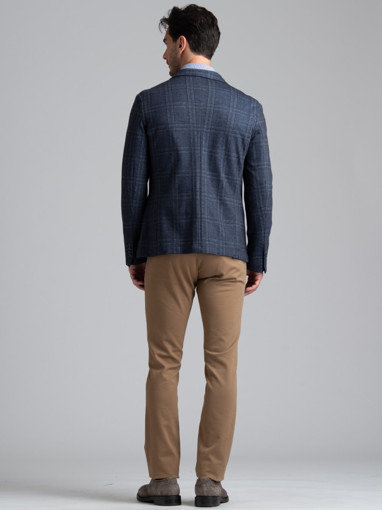 Chaqueta Galle azul para hombre, de punto elástico con efecto tricotado