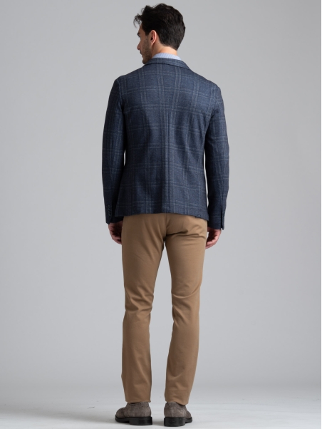Chaqueta Galle azul para hombre, de punto elástico con efecto tricotado