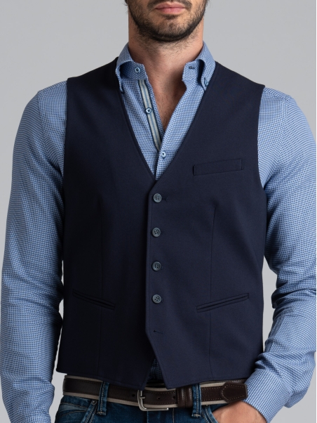 Chaleco Punto Milano Jersey de color liso para hombre