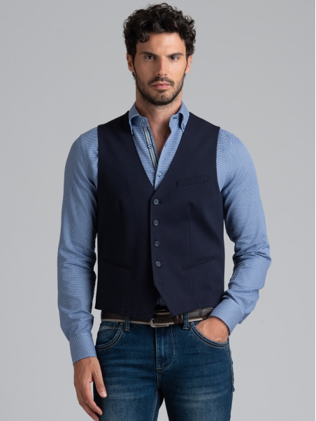 Chaleco Punto Milano Jersey de color liso para hombre