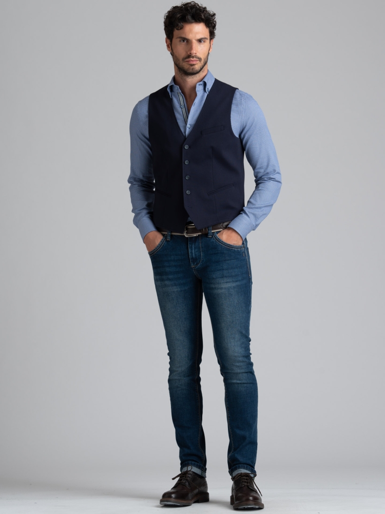Chaleco Punto Milano Jersey de color liso para hombre