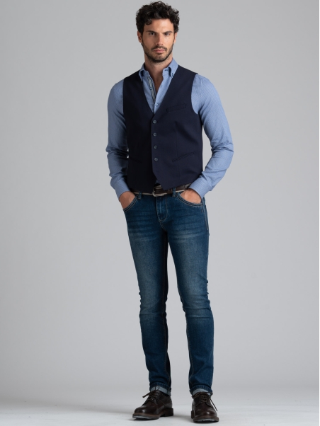 Chaleco Punto Milano Jersey de color liso para hombre