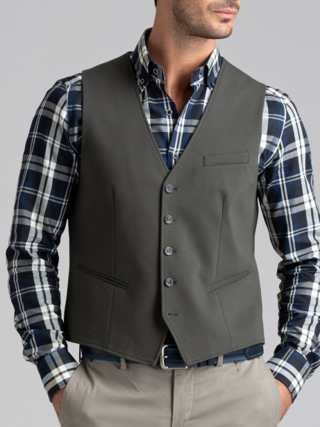 Chaleco Punto Milano Jersey de color liso para hombre